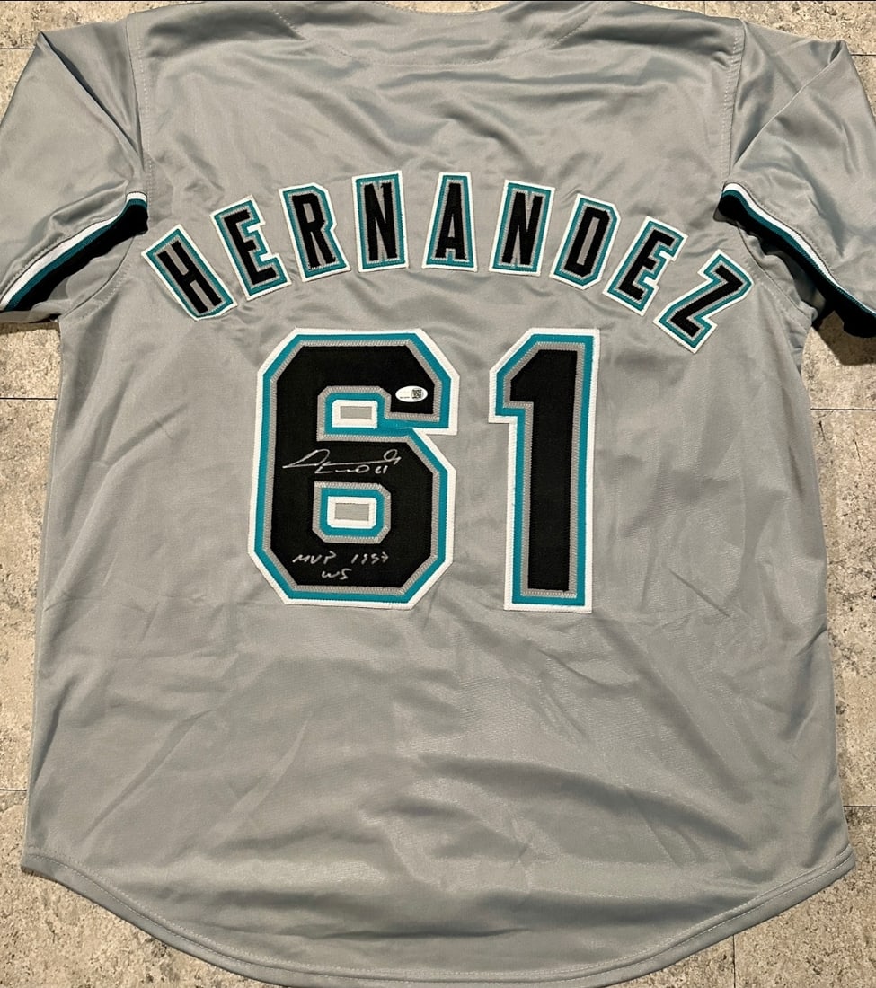 Livan Hernandez Florida Marlins Autographed & Inscribed Custom Baseball Jersey JSA Hologram: Livan Hernandez Florida Marlins Autographed & Inscribed "1999 WS MVP" Custom Baseball Jersey JSA Witnessed Hologram - THIS DOES NOT COME WITH A COA CARD! SCAN QR CODE TO VERIFY AUTHENTICITY!