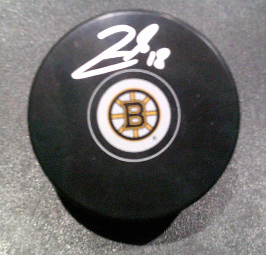 Pavel Zacha Boston Bruins Autographed Hockey Puck JSA coa: Pavel Zacha Boston Bruins Autographed Hockey Puck JSA Witnessed coa - Autograph Location & coa # may vary