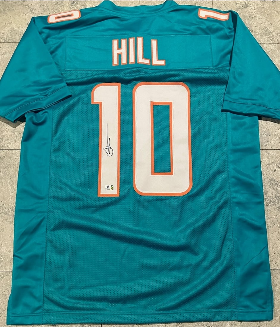 Tyreek Hill Miami Dolphins Autographed Custom Football Jersey coa (1 of 3)