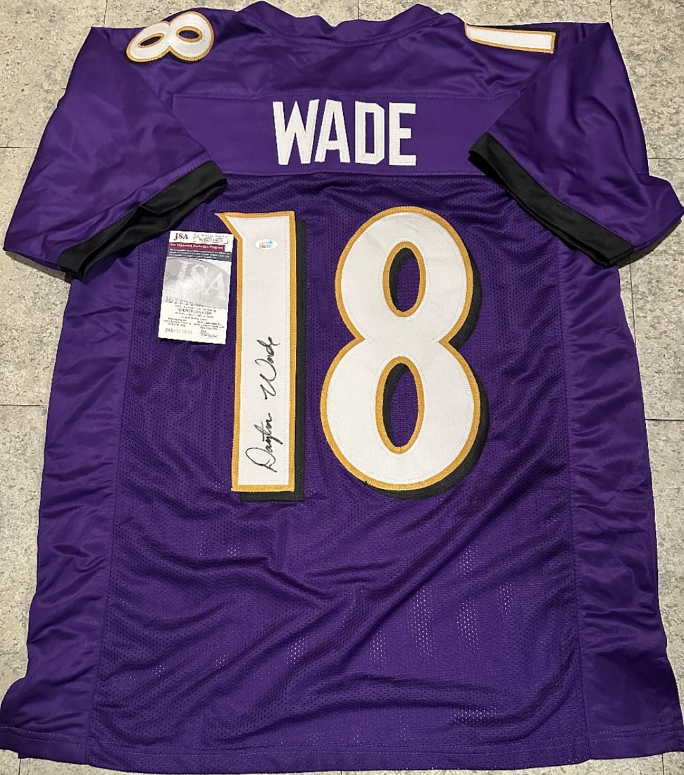 Dayton Wade Baltimore Ravens Autographed Custom Football Jersey Beckett Hologram: Dayton Wade Baltimore Ravens Autographed Custom Football Jersey Beckett Hologram - JERSEY SIZE EXTRA LARGE - CUSTOM JERSEY MEANS NO LOGOS, NO TEAM NAMES, & NO BRAND NAMES 