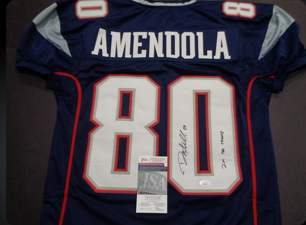 Danny Amendola New England Patriots Autographed & Insc Custom Football Jersey coa - 2
