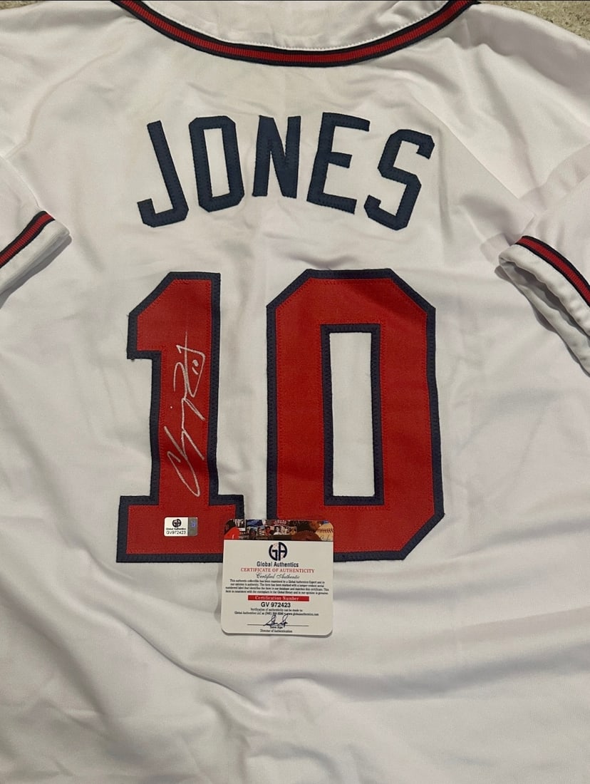 Chipper Jones Atlanta Braves Autographed Custom Baseball Jersey coa - 2