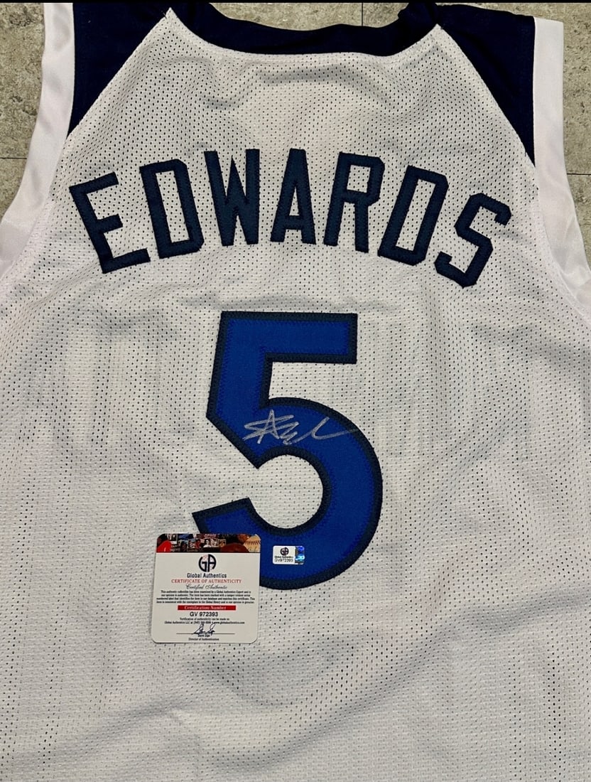 Anthony Edwards Minnesota Timberwolves Autographed Custom Basketball Jersey coa - 2