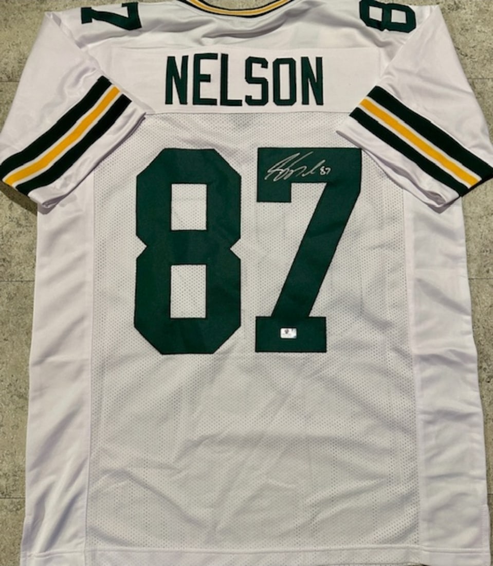 Jordy Nelson Green Bay Packers Autographed Custom Football Jersey coa: Jordy Nelson Green Bay Packers Autographed Custom Football Style Jersey GA coa - Autograph Location & coa # may vary JERSEY SIZE EXTRA LARGE - CUSTOM JERSEY MEANS NO LOGOS, NO TEAM NAMES, & NO BRAND N