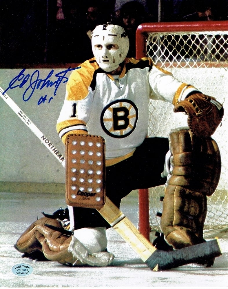 Ed Johnson Boston Bruins Autographed 8x10 Photo coa: Ed Johnson Boston Bruins Autographed 8x10 Photo Full Time Authentics coa