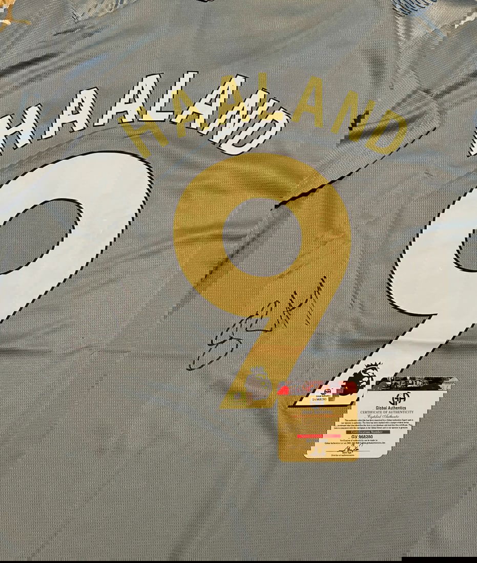 Erling Haaland Manchester City Autographed 2023-24 Puma Home Soccer Jersey coa - 2
