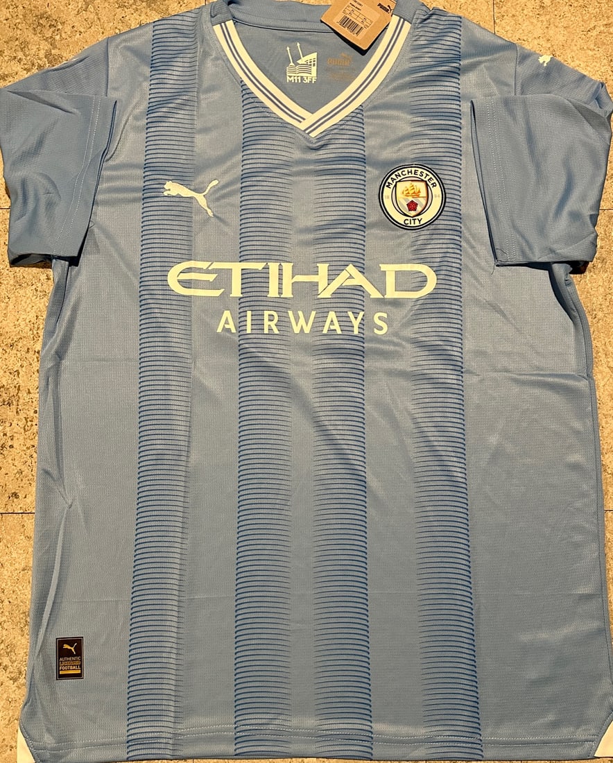 Erling Haaland Manchester City Autographed 2023-24 Puma Home Soccer Jersey coa - 3