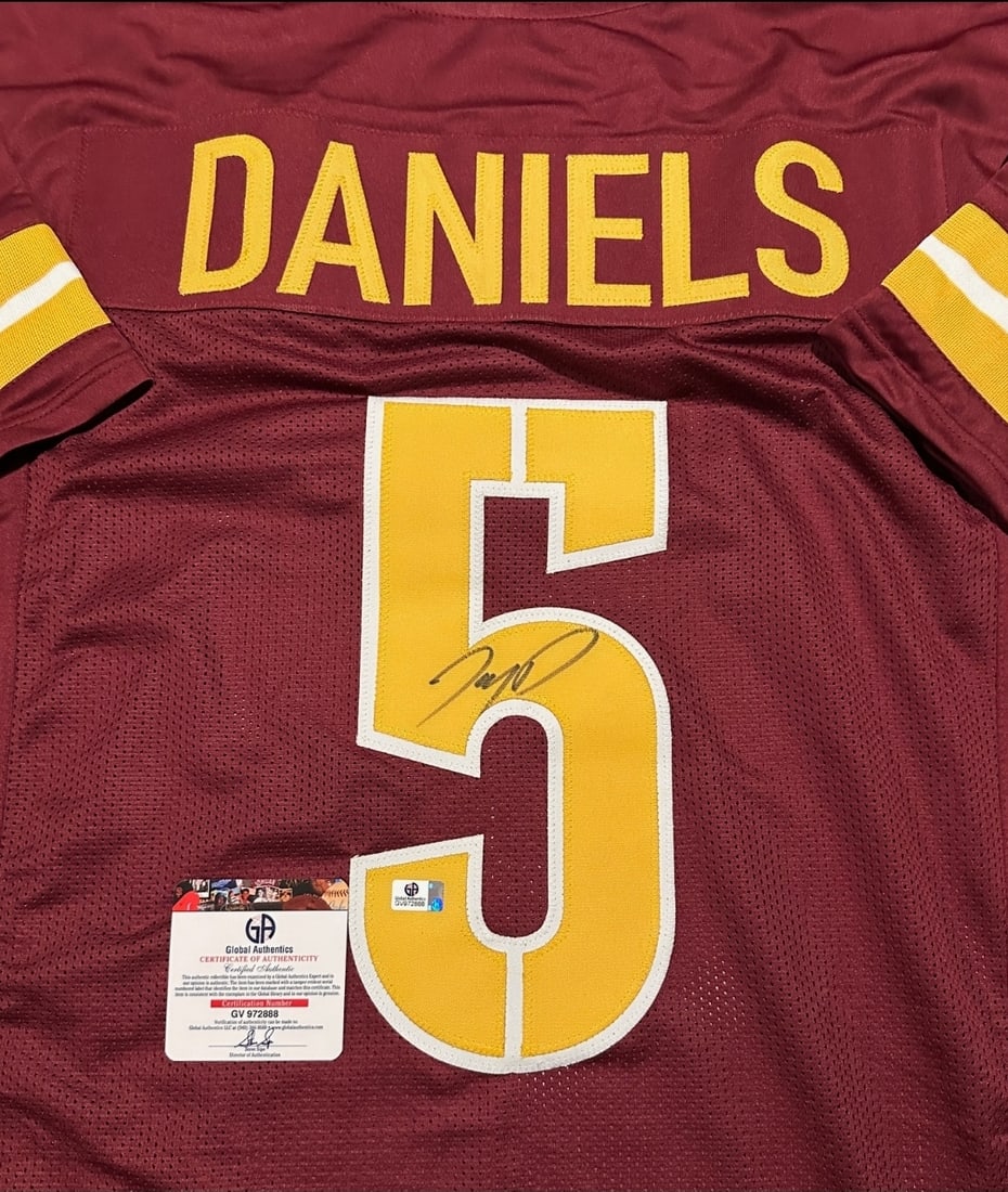 Jayden Daniels Washington Commanders Autographed Custom Football Jersey coa - 2