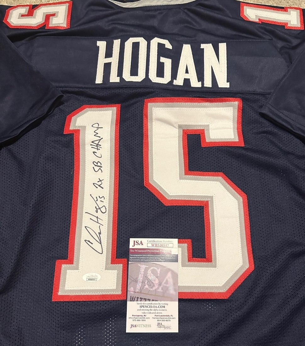 Chris Hogan New England Patriots Autographed & Insc Custom Football Jersey JSA coa - 2