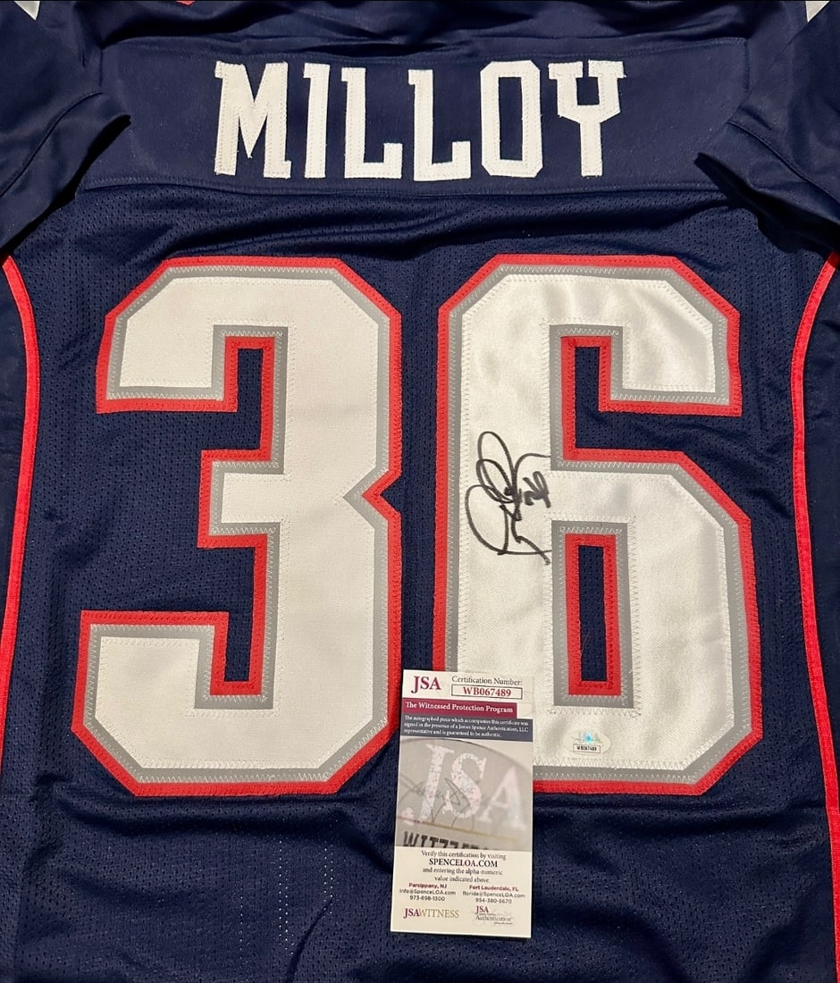Lawyer Malloy New England Patriots Autographed Custom Football Jersey JSA coa - 2