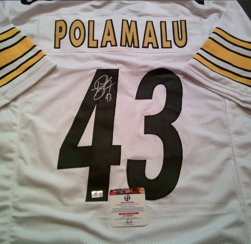 Troy Polamalu Pittsburgh Steelers Autographed Custom Football Jersey coa - 2