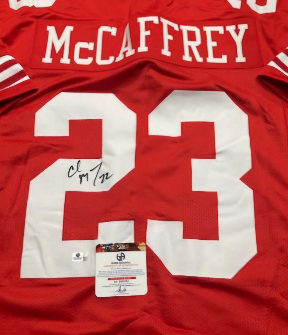 Christian McCaffery San Francisco 49ers Autographed Custom Football Jersey coa - 2