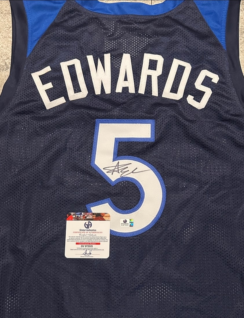 Anthony Edwards Minnesota Timberwolves Autographed Custom Basketball Jersey coa - 2