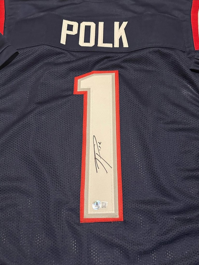 Ja'Lynn Polk New England Patriots Autographed Custom Football Jersey Beckett Hologram - 2