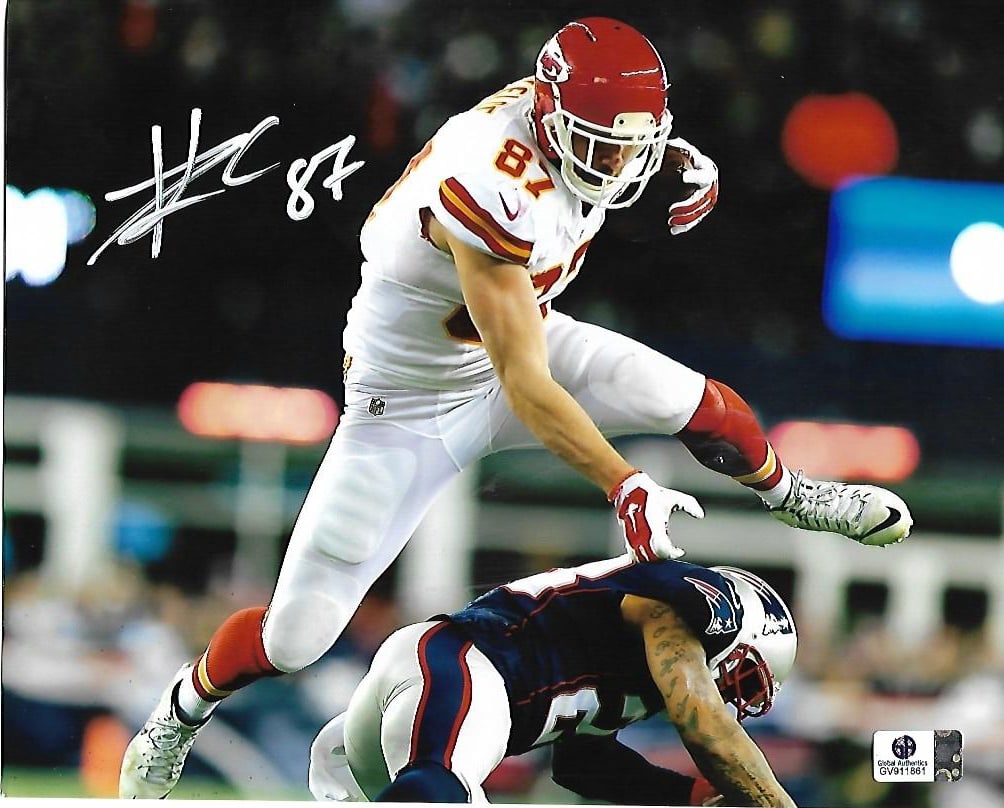 Travis Kelce Kansas City Chiefs Autographed 8x10 Photo coa: Travis Kelce Kansas City Chiefs Autographed 8x10 Photo w/GA coa- Autograph Location & coa # may vary The photo may have a tiny flaw (slight bend in corner, blemish on autograph on photo, etc.)