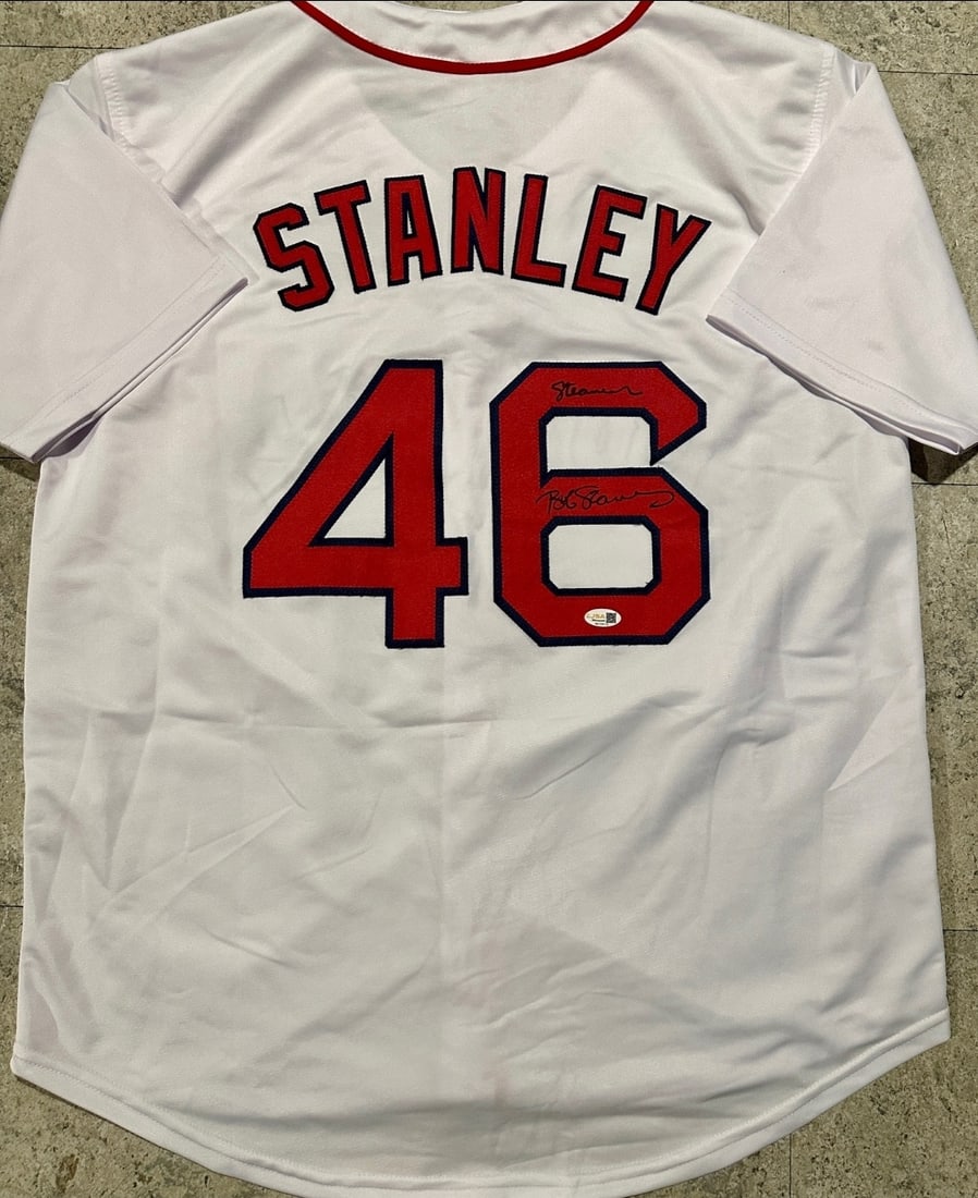 Bob Stanley Boston Red Sox Autographed Custom Baseball Style Jersey JSA coa: Bob Stanley Boston Red Sox Autographed Custom Baseball Style Jersey JSA Witnessed Hologram - THIS DOES NOT COME WITH A COA CARD! SCAN QR CODE TO VERIFY AUTHENTICITY! Autograph Location & coa # may var