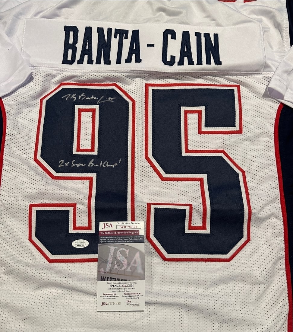 Tully Banta-Cain New England Patriots Autographed & Insc Custom Football Jersey JSA coa - 2
