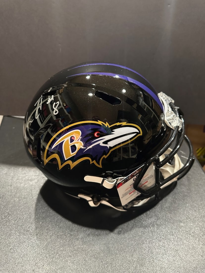 Lamar Jackson Baltimore Ravens Autographed Riddell Replica Full Size Helmet coa - 2
