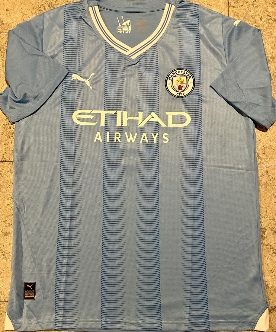 Erling Haaland Manchester City Autographed 2023-24 Puma Home Soccer Jersey coa - 3