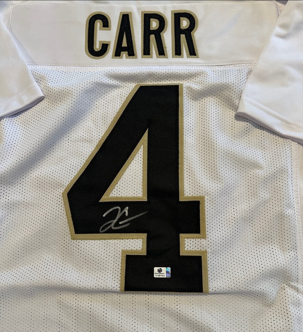 Derek Carr New Orleans Saints Autographed Custom Football Jersey coa - 2