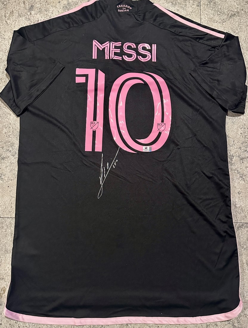 Lionel Messi Inter Miami FC Autographed 2023 Adidas Away Soccer Jersey LOA: Lionel Messi Inter Miami FC Autographed 2023 Adidas Away Soccer Jersey GA Letter of Authenticity coa - JERSEY SIZE EXTRA LARGE