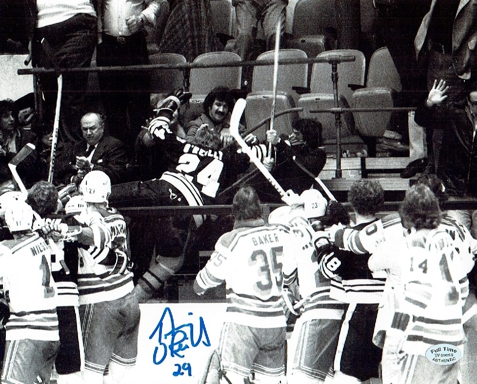 Terry O'Reilly Boston Bruins Autographed 8x10 Photo coa: Terry O'Reilly Boston Bruins Autographed 8x10 Photo w/Full Time Authentics coa - Autograph Location may vary