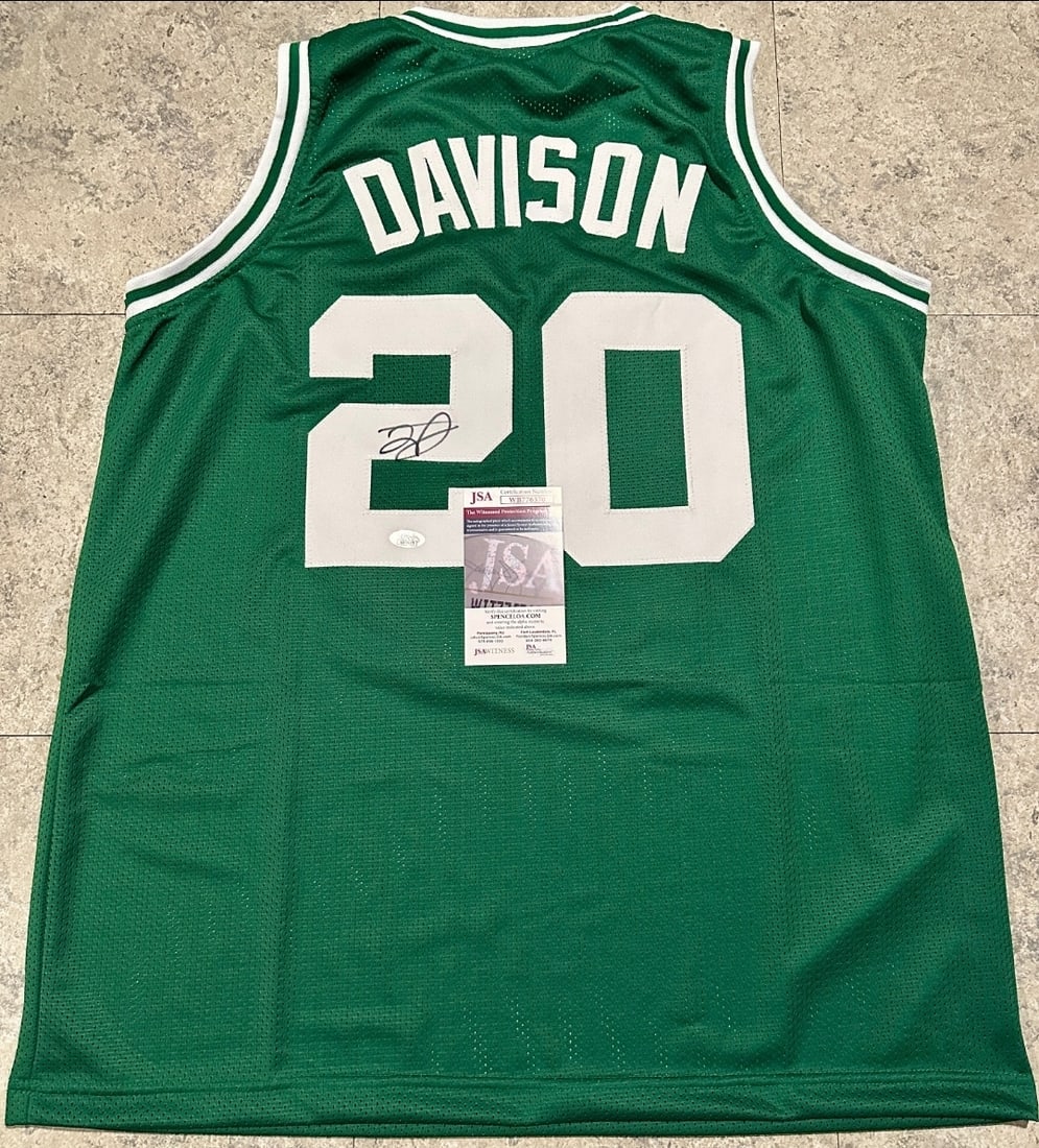J.D. Davison Boston Celtics Autographed Custom Basketball Jersey JSA coa: J.D. Davison Boston Celtics Autographed Custom Basketball Jersey JSA Witnessed coa - Autograph Location & coa # may vary JERSEY SIZE EXTRA LARGE - CUSTOM JERSEY MEANS NO LOGOS, NO TEAM NAMES, & NO BRA