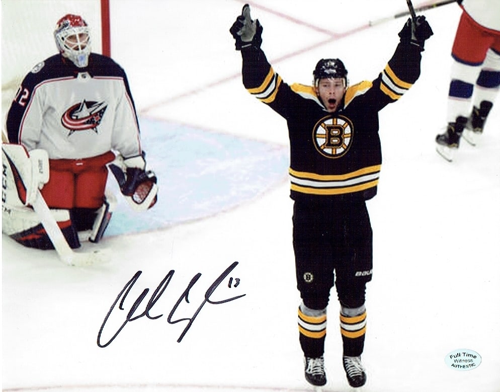 Charlie Coyle Boston Bruins Autographed 8x10 Photo coa: Charlie Coyle Boston Bruins Autographed 8x10 Photo w/Full Time Authentics coa - Autograph Location may vary 