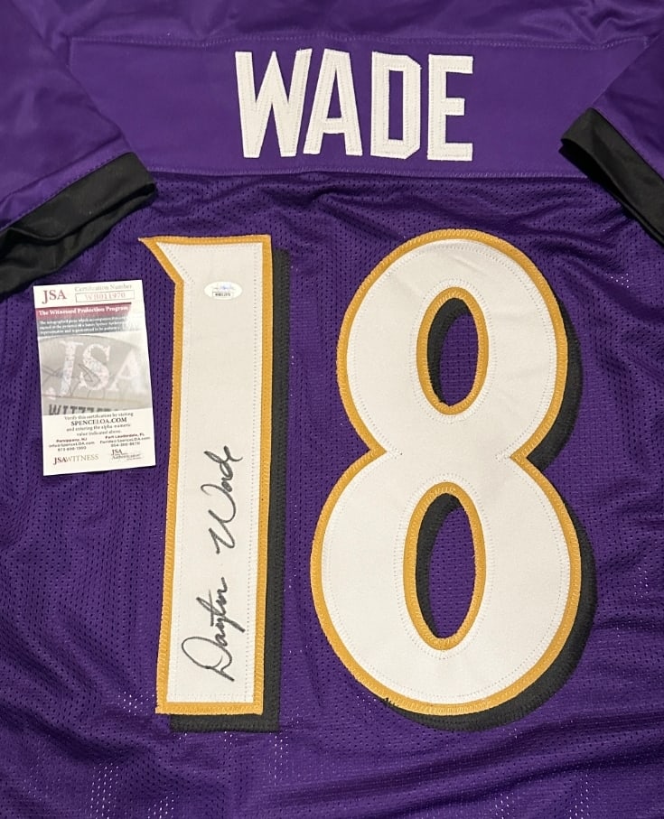 Dayton Wade Baltimore Ravens Autographed Custom Football Jersey Beckett Hologram - 2