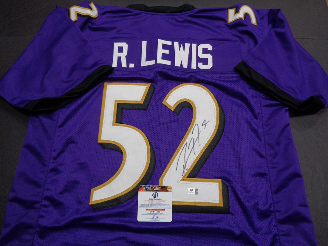 Ray Lewis Baltimore Ravens Autographed Custom Football Jersey coa - 2