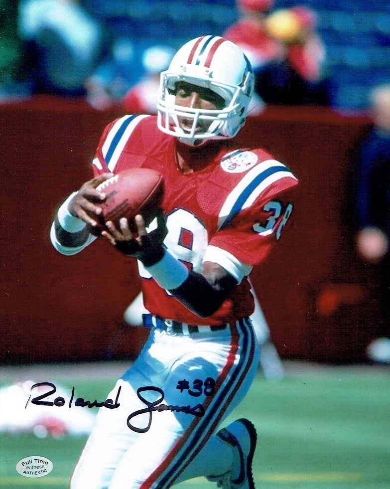 Roland James New England Patriots Autographed 8x10 Photo coa: Roland James New England Patriots Autographed 8x10 Photo Full Time Authentics coa - Autograph Location may vary