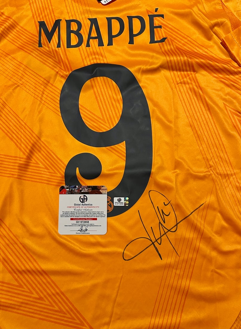 Kylian Mbappe Real Madrid Autographed 2024-25 Adidas Away Jersey coa - 2