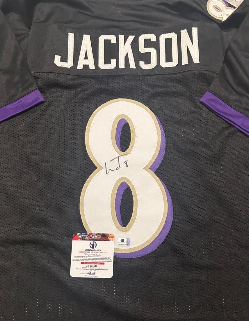 Lamar Jackson Baltimore Ravens Autographed Custom Football Jersey coa - 2