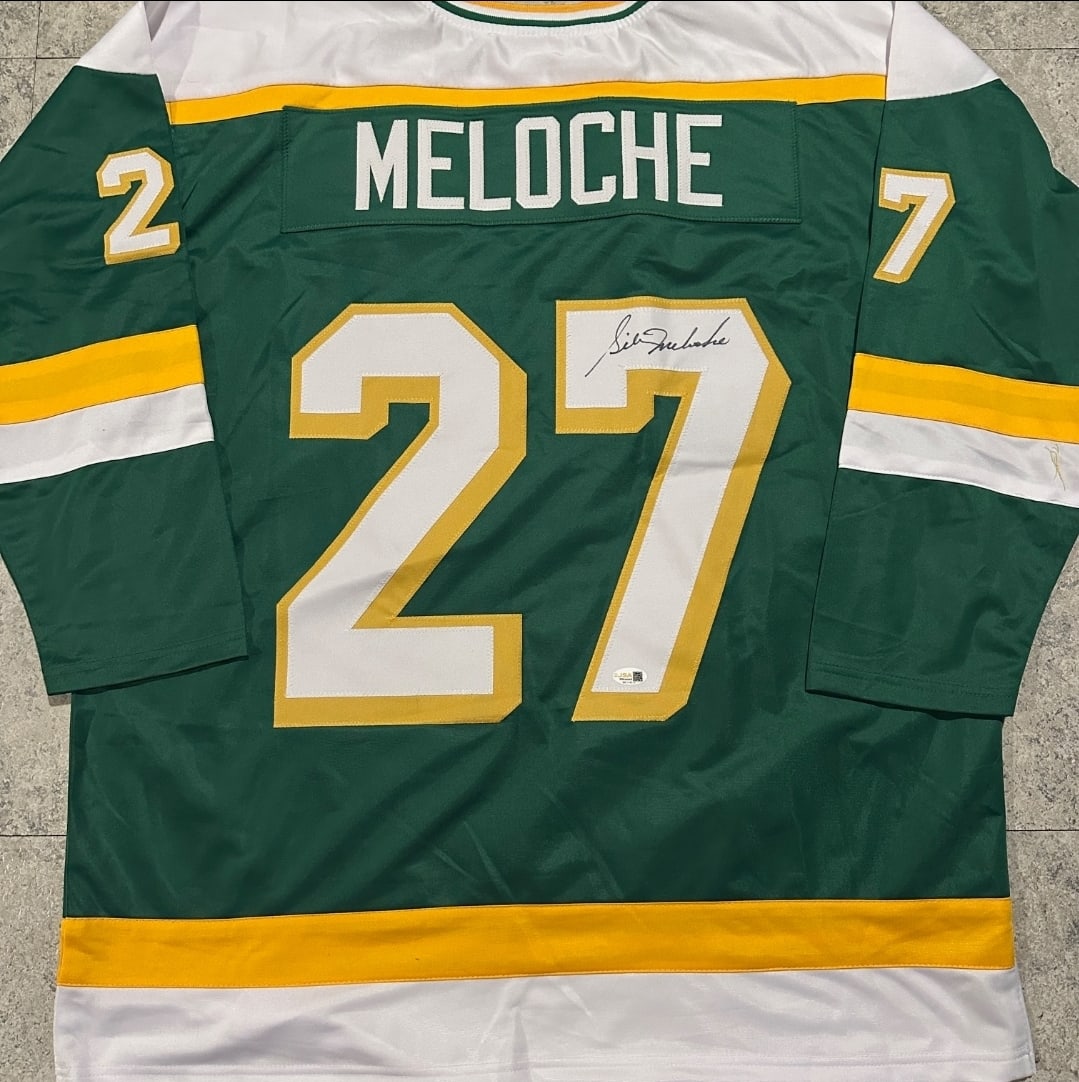 Gilles Meloche Minnesota North Stars Autographed Custom Hockey Jersey JSA Hologram: Gilles Meloche Minnesota North Stars Autographed Custom Hockey Jersey JSA Witnessed Hologram - THIS DOES NOT COME WITH A COA CARD! SCAN QR CODE TO VERIFY AUTHENTICITY! Autograph Location & coa # may v