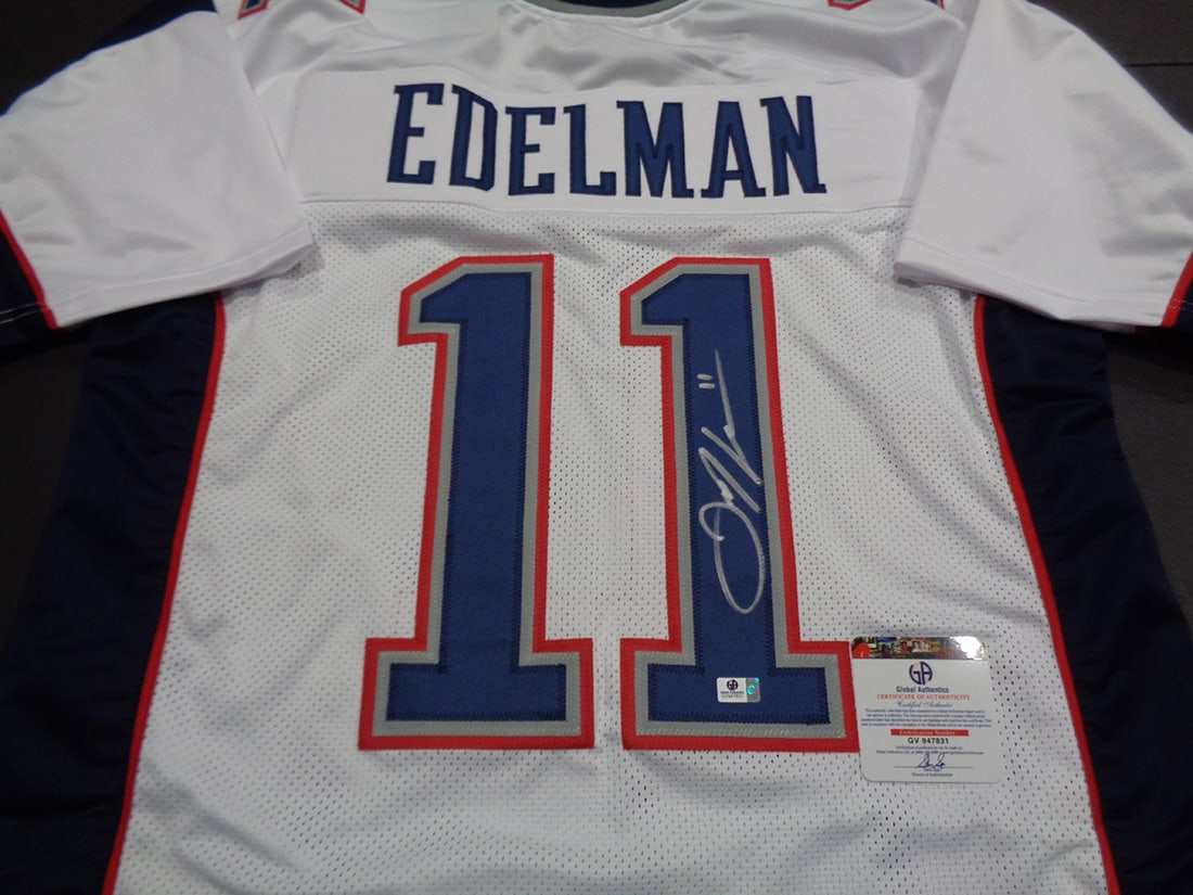 Julian Edelman New England Patriots Autographed Custom Football Jersey coa - 2
