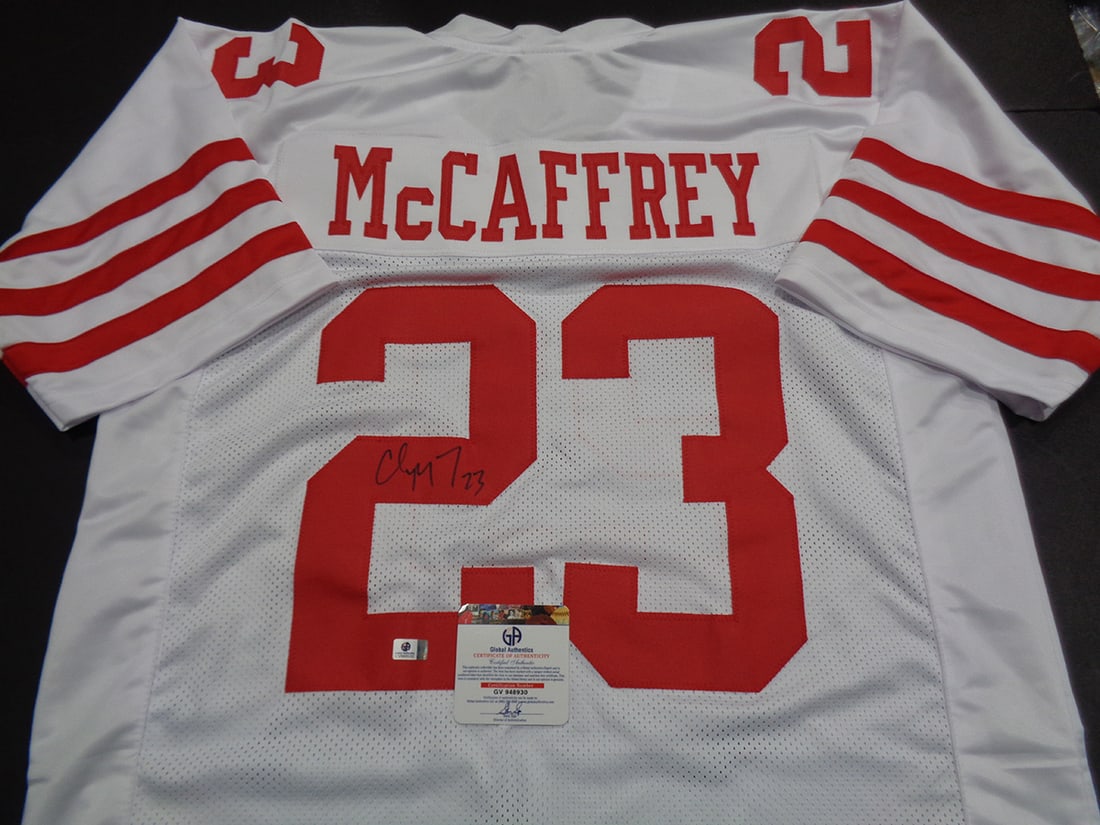 Christian McCaffery San Francisco 49ers Autographed Custom Football Jersey coa - 2