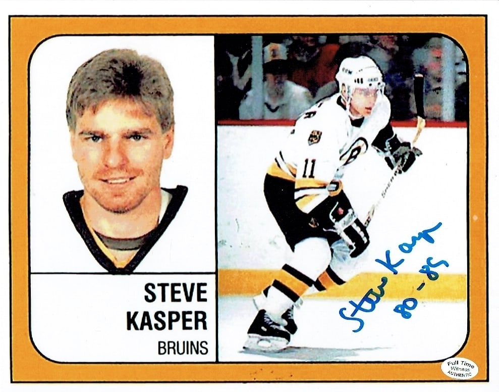 Steve Kasper Boston Bruins Autographed 8x10 Photo coa: Steve Kasper Boston Bruins Autographed 8x10 Photo Full Time Authentics coa - Autograph Location may vary 