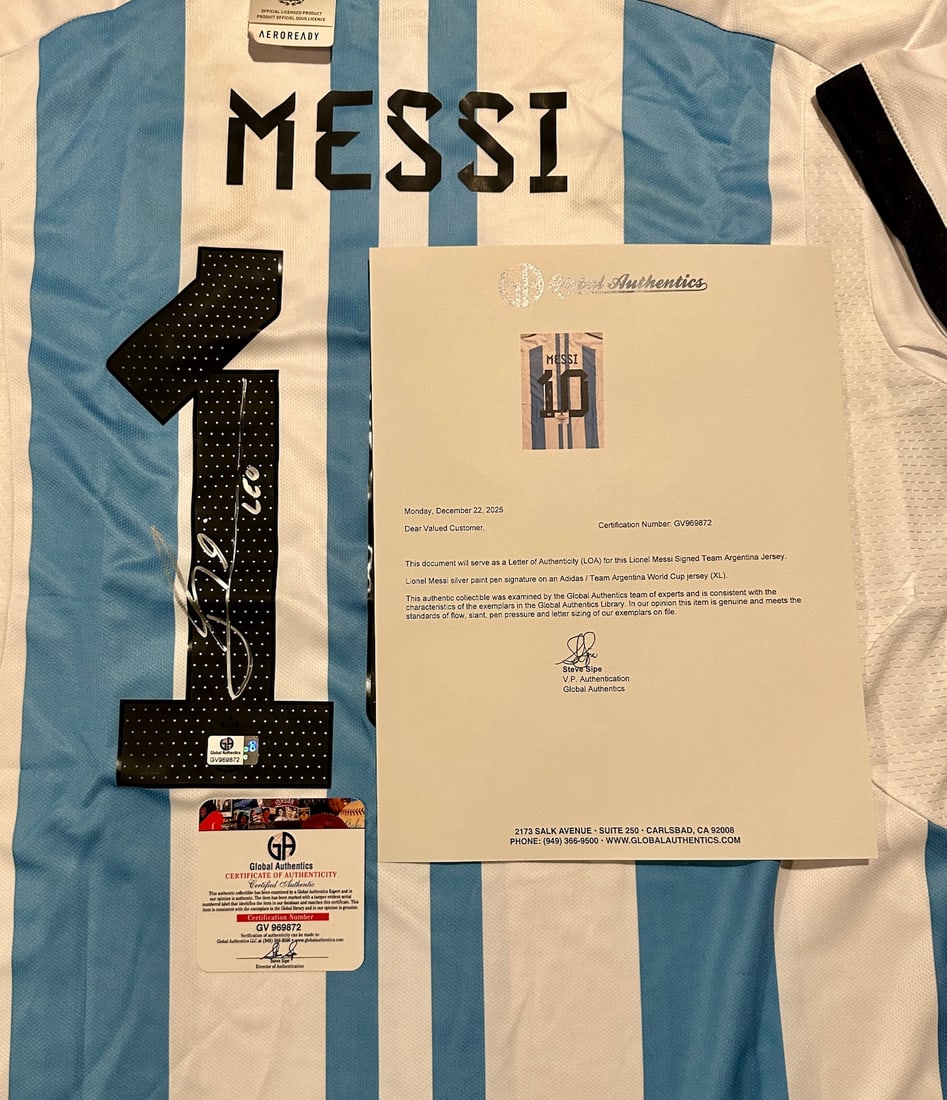 Lionel Messi Argentina Autographed 2022 Adidas FIFA WORLD CUP Soccer Jersey LOA - 3