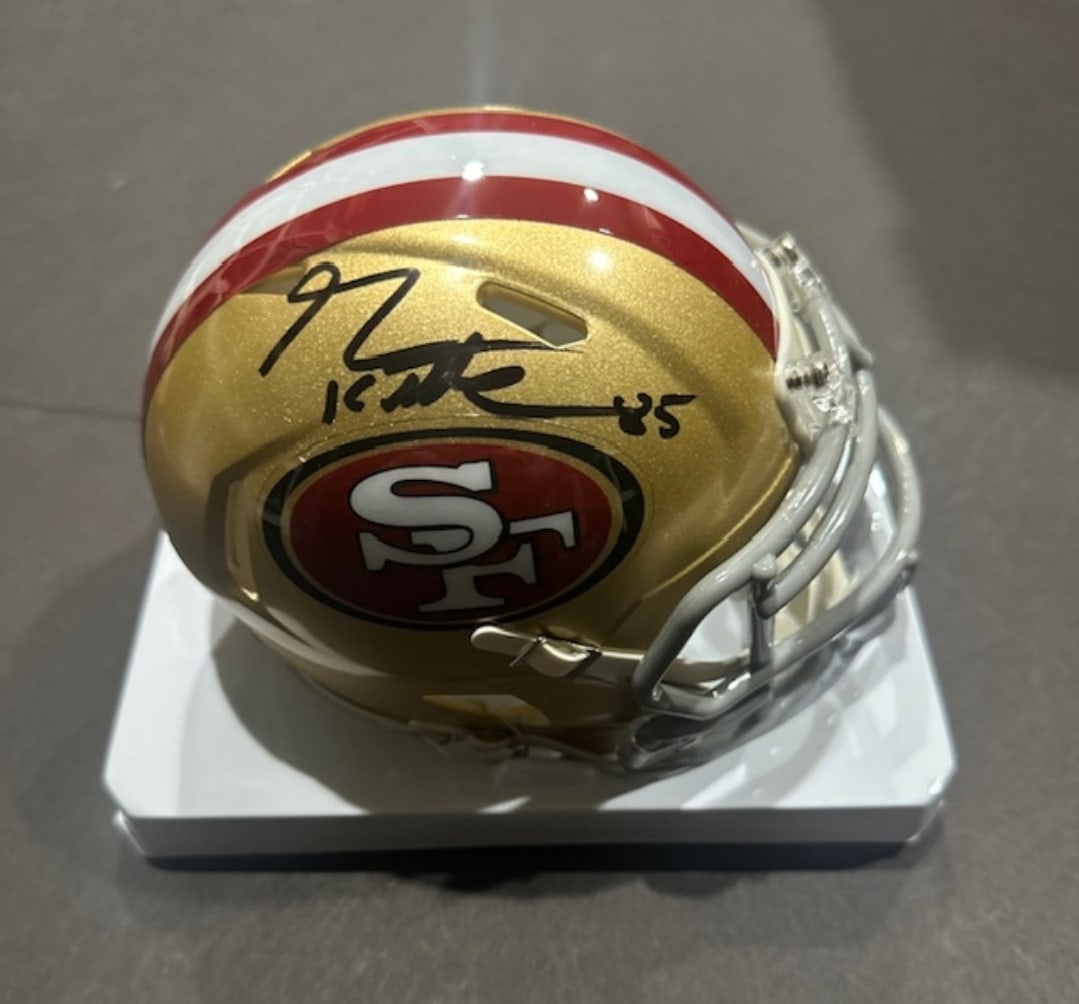 George Kittle San Francisco 49ers Autographed Riddell Mini-Helmet coa: George Kittle San Francisco 49ers Autographed Riddell Mini-Helmet GA coa - Autograph Location & coa # may vary