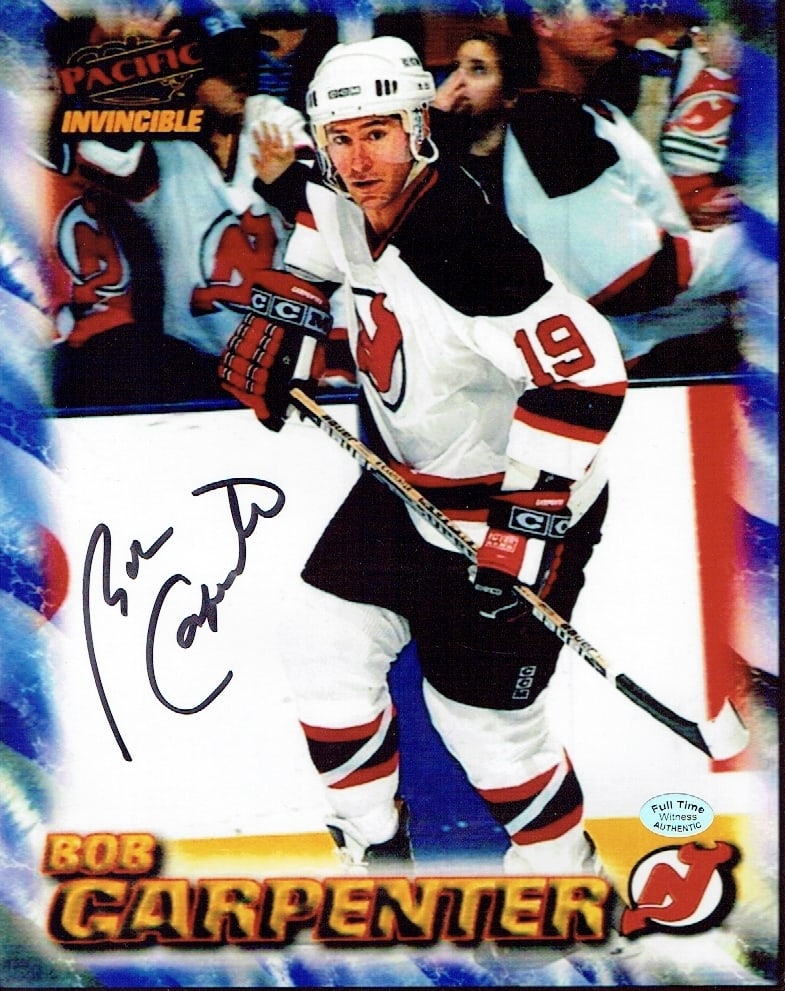 Bobby Carpenter New Jersey Devils Autographed 8x10 Photo coa: Bobby Carpenter New Jersey Devils Autographed 8x10 Photo w/Full Time Authentics coa - Autograph Location & coa # may vary 