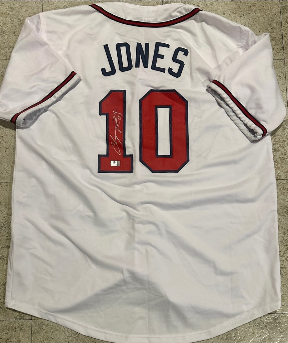 Chipper Jones Atlanta Braves Autographed Custom Gray Baseball Jersey coa (1 of 3)