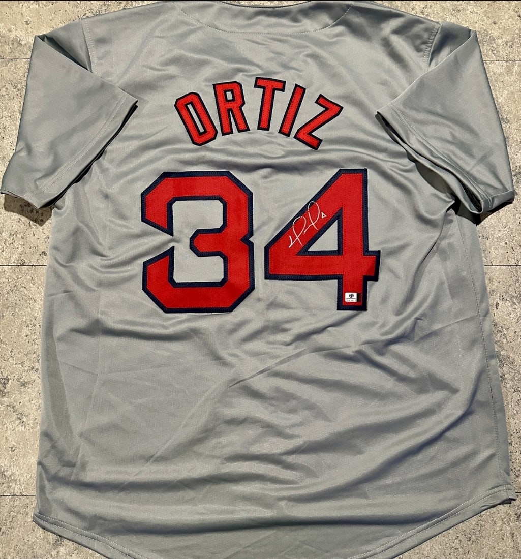 David Ortiz Boston Red Sox Autographed Custom Gray Baseball Jersey coa (1 of 3)