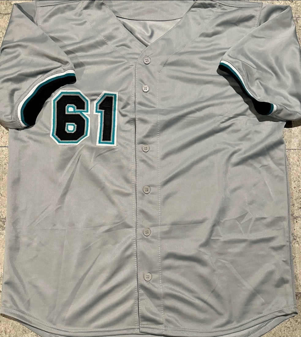 Livan Hernandez Florida Marlins Autographed & Ins Custom Gray Baseball Jersey JSA Hologram - 3