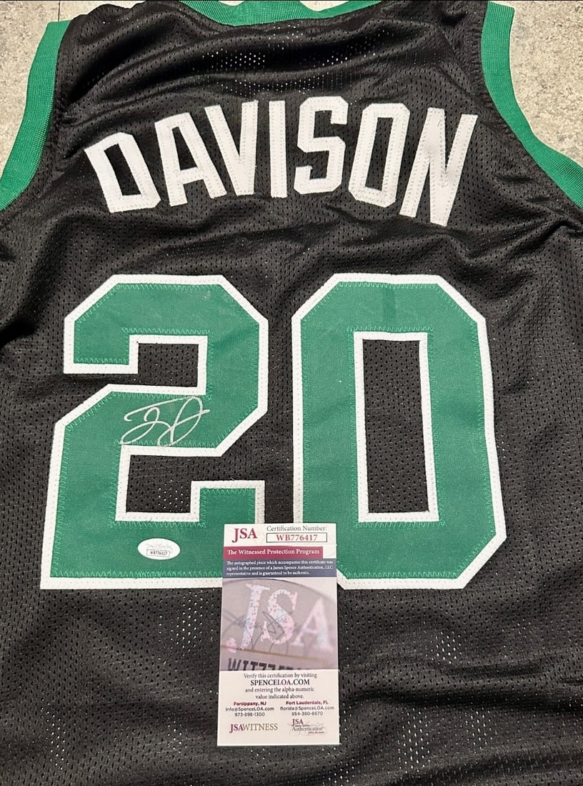 J.D. Davison Boston Celtics Autographed Custom Black Basketball Jersey JSA coa - 2