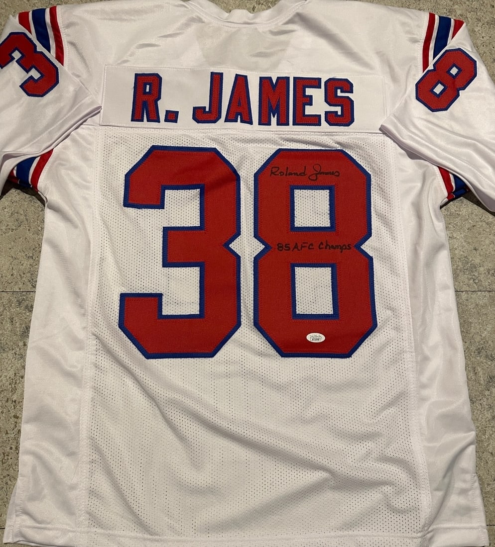 Roland James New England Patriots Autographed & Insc Custom White Football Jersey JSA coa (1 of 3)