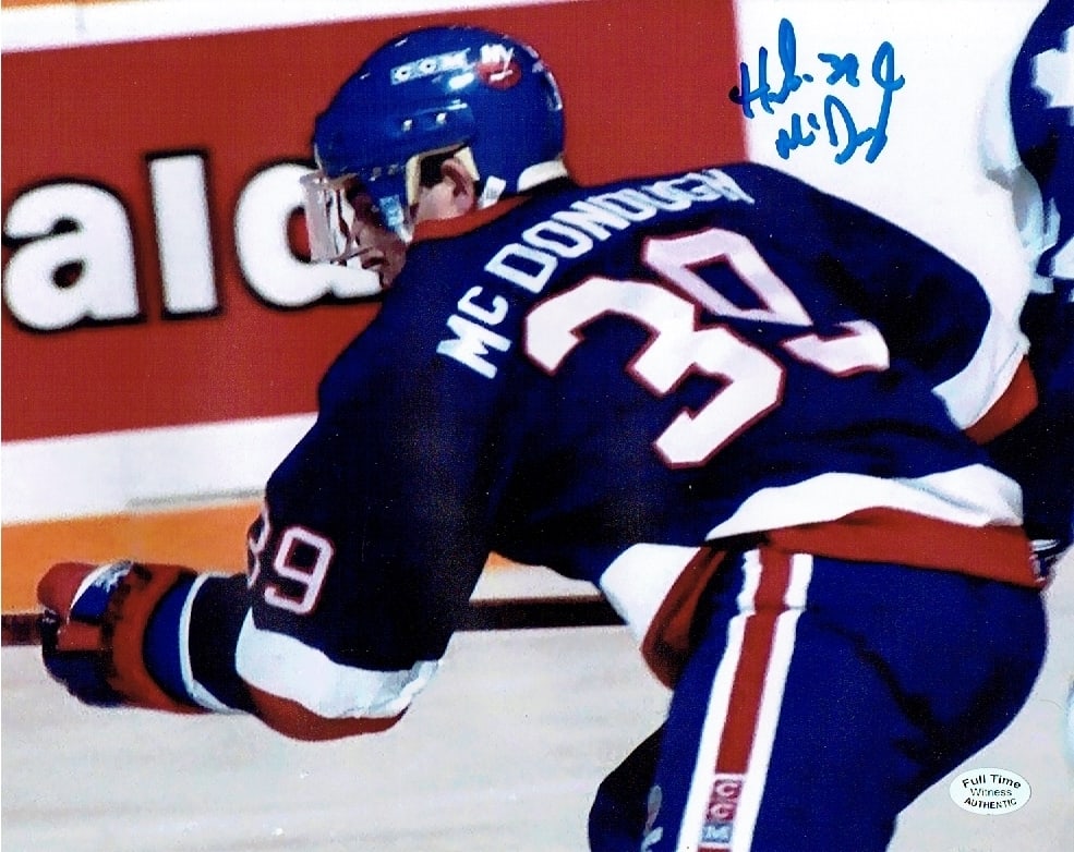 Hubie McDonough New York Islanders Hand Signed 8x10 Photo coa: Hubie McDonough New York Islanders Hand Signed 8x10 Photo Full Time Authentics coa - Autograph Location may vary 