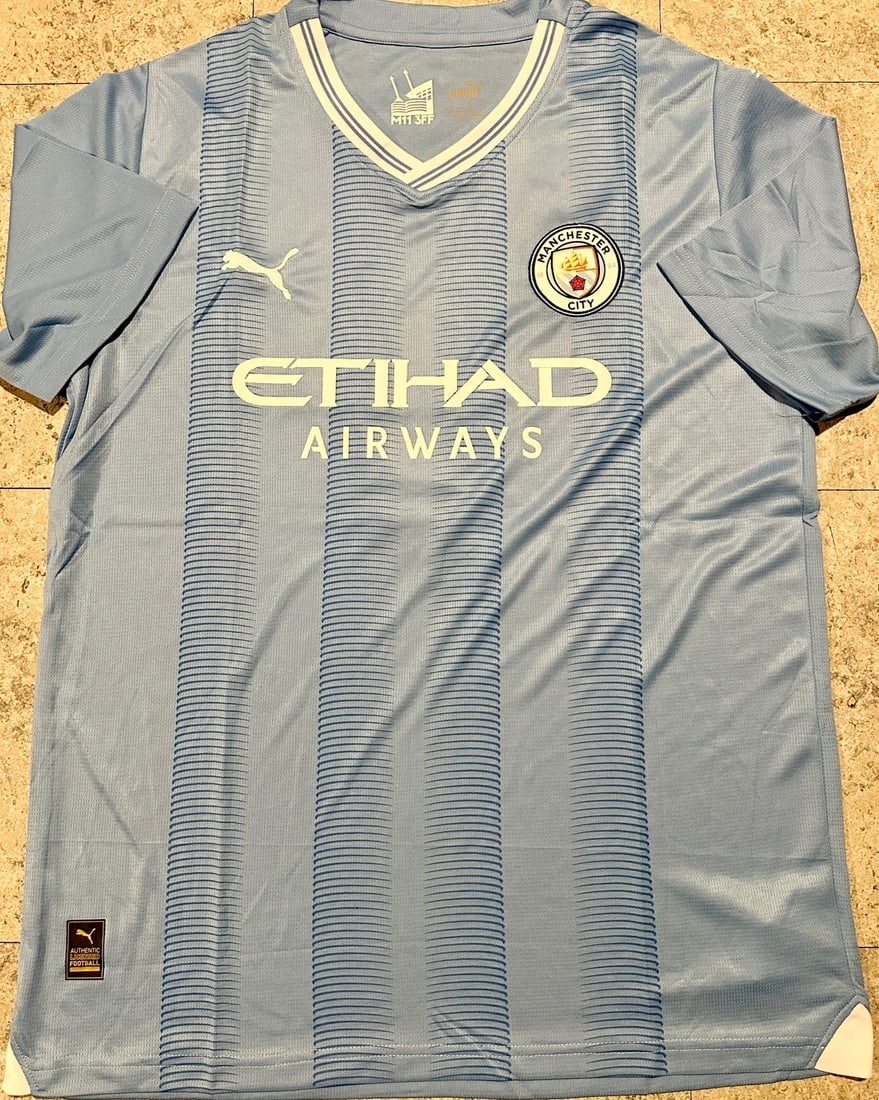 Erling Haaland Manchester City Autographed Home 2023-24 Puma Soccer Jersey coa - 3