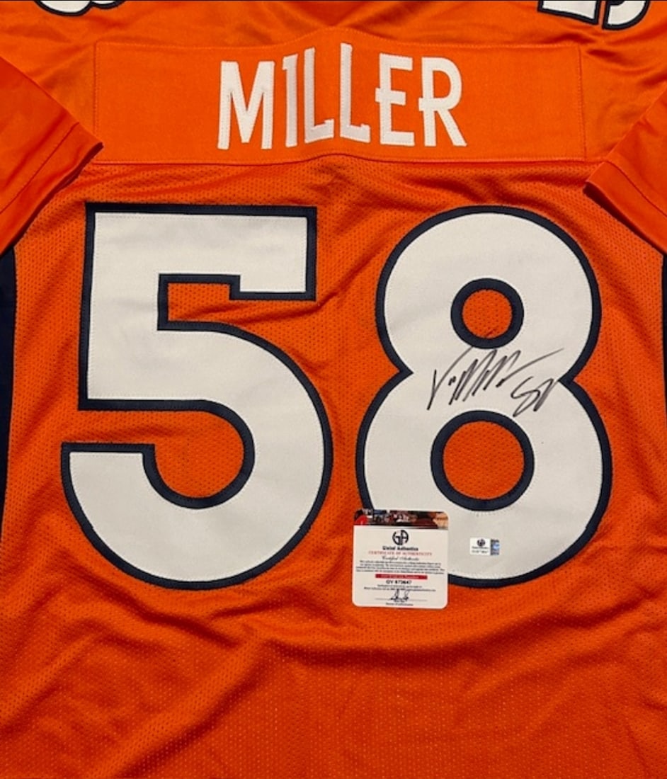 Autographed Von Miller Broncos Custom Football Jersey COA - 2