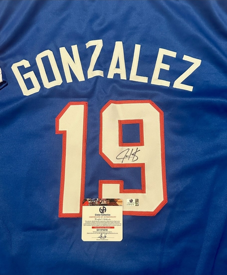 Autographed Juan Gonzalez Rangers Custom Baseball Jersey COA - 2