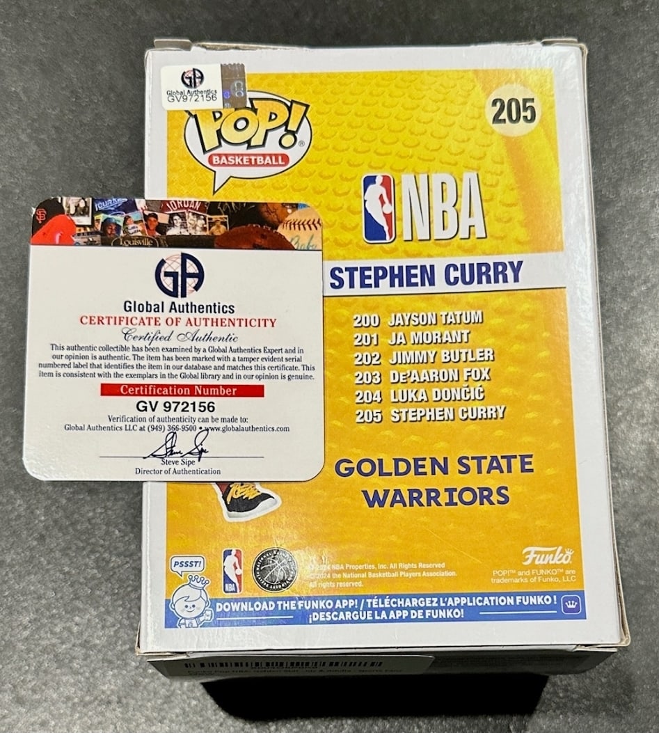 Autographed Stephen Curry Golden State Warriors Funko POP! #205 coa - 2